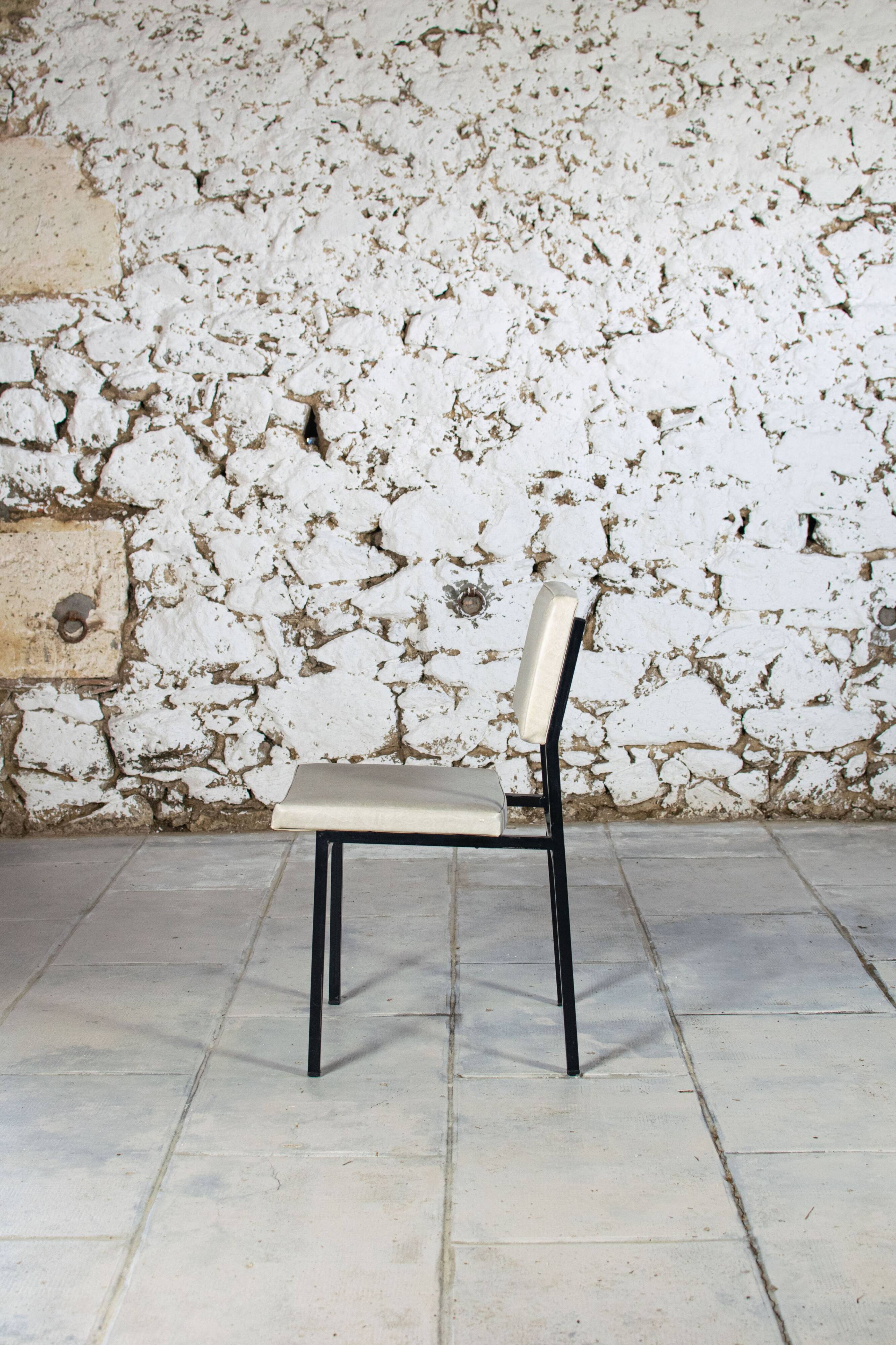 Modernist white skai chair, 1950