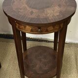 Round pedestal table / side table in wood marquetry