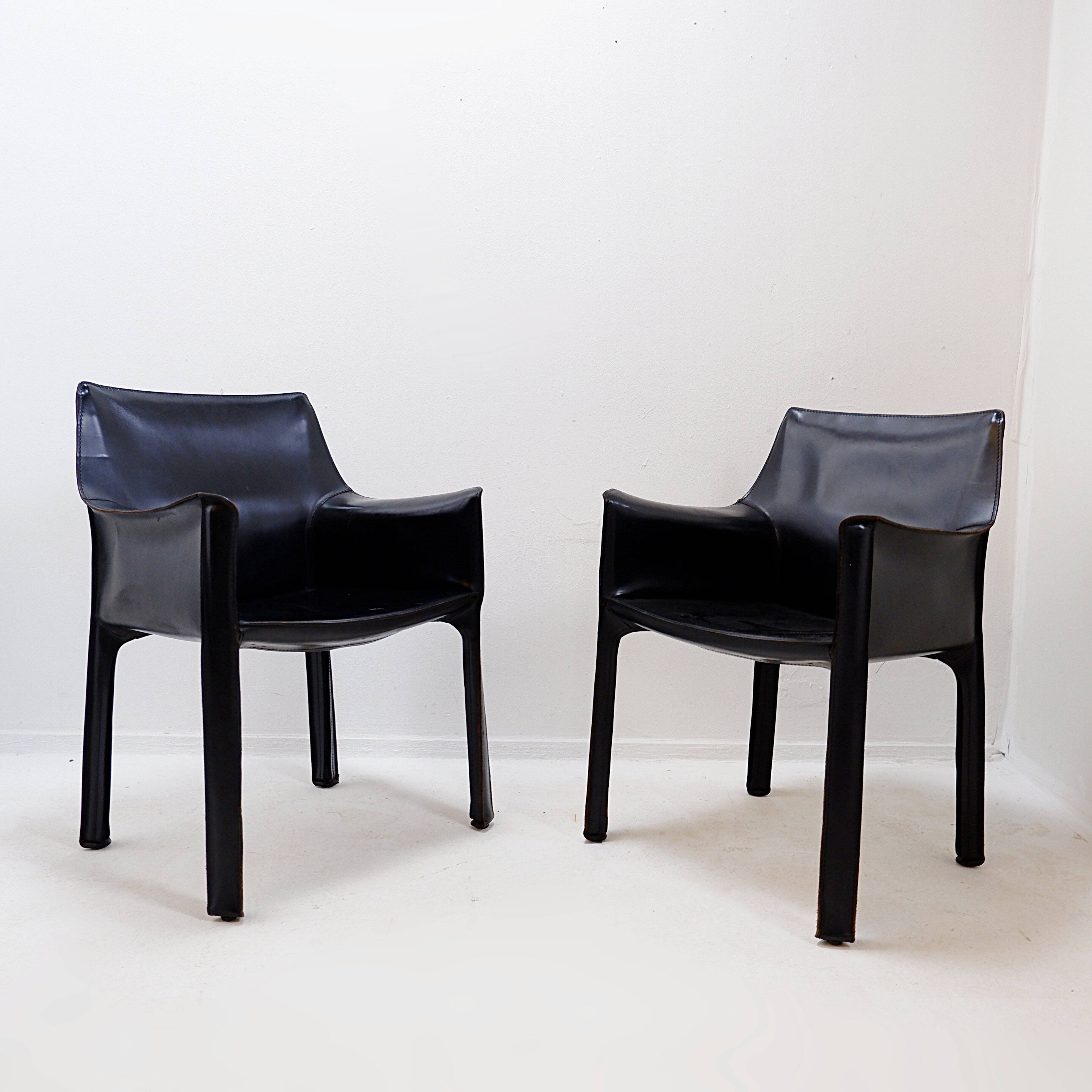 Set of 4 'Cab 413' chairs with armrests by Mario Bellini for Cassina - 1970s