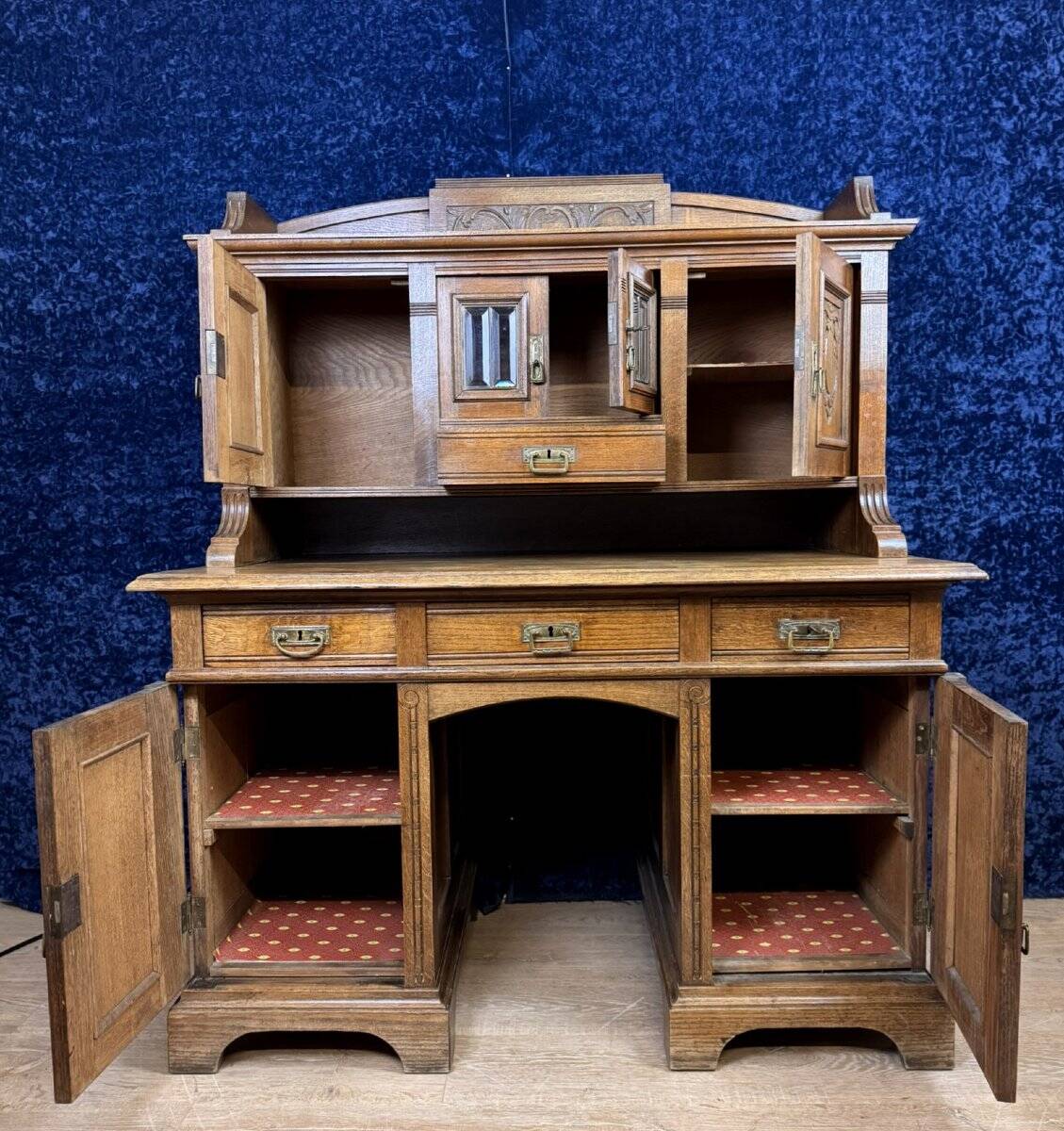 Art Nouveau period stepped desk in carved oak circa 1900