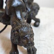 Vintage table lamp in patinated bronze with lion decor, 1950s.