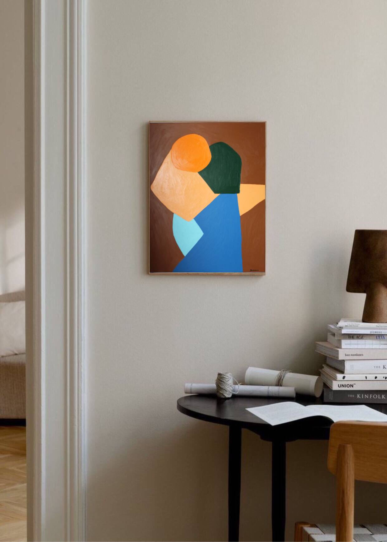 Come closer minimalist painting couple