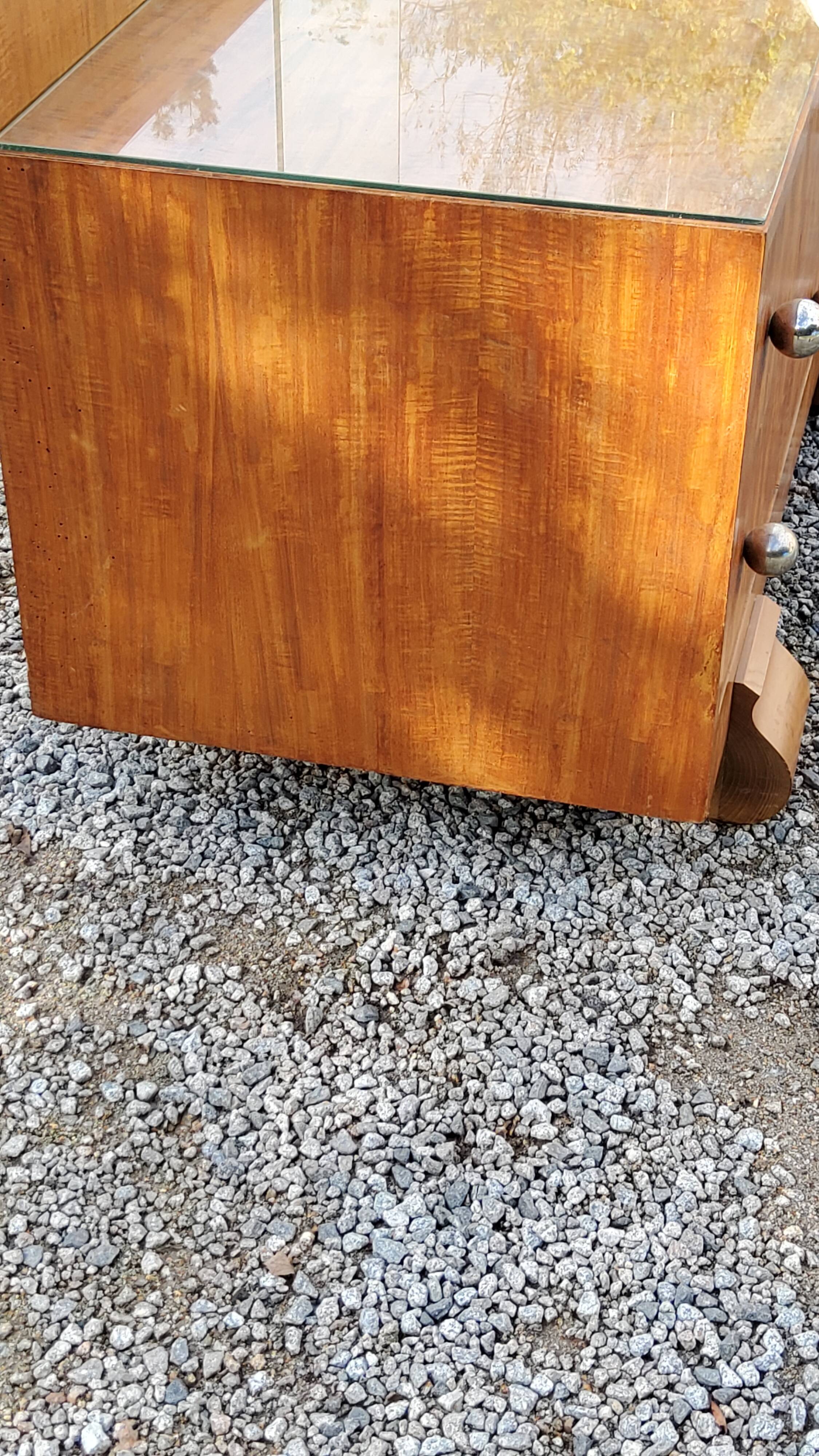Coiffeuse art déco en acajou blond doré des années 30