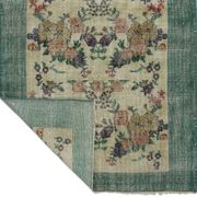 Vintage Turkish Carpet Floral Beige Green 194 x 109 cm