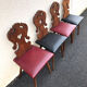 Lot de 4 chaises alsacienne bois et skaï bois sculpté art populaire, cuisine,salon, chalet