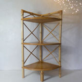 Vintage rattan corner shelf