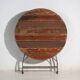 Table de jardin pliante ancienne en bois et fer – Europe centrale, vers 1950