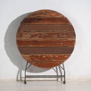 Antique folding garden table in wood and iron – Central Europe, circa 1950