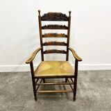 19th century handcrafted and carved ladder back chair, circa 1840s.