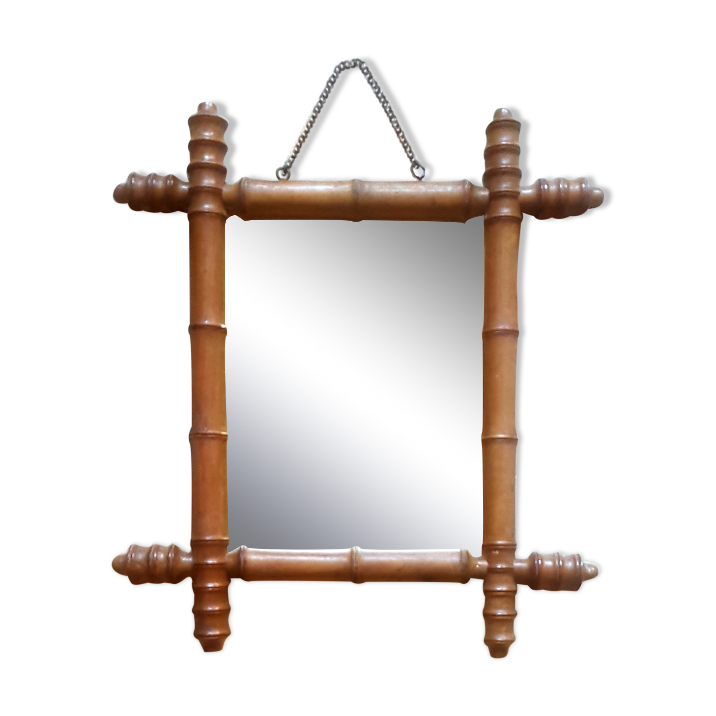 Small mirror Vintage bamboo late nineteenth century 37x41cm