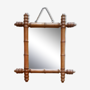 Miroir Bambou vintage fin XIXe 37x41cm