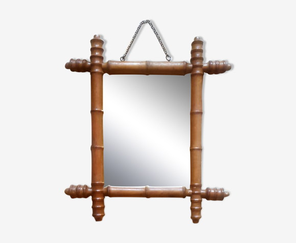 Miroir Bambou vintage fin XIXe 37x41cm