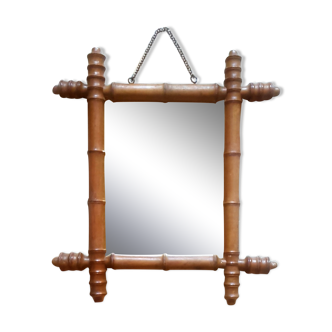 Small mirror Vintage bamboo late nineteenth century 37x41cm
