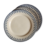 3 old flat plates, Gien, Vezelay blue décor