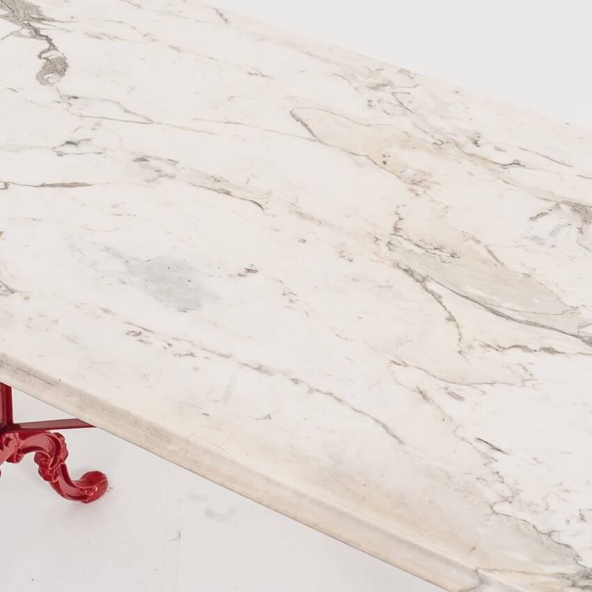 Vintage bistro table. Cast iron and marble. France, 1950s.