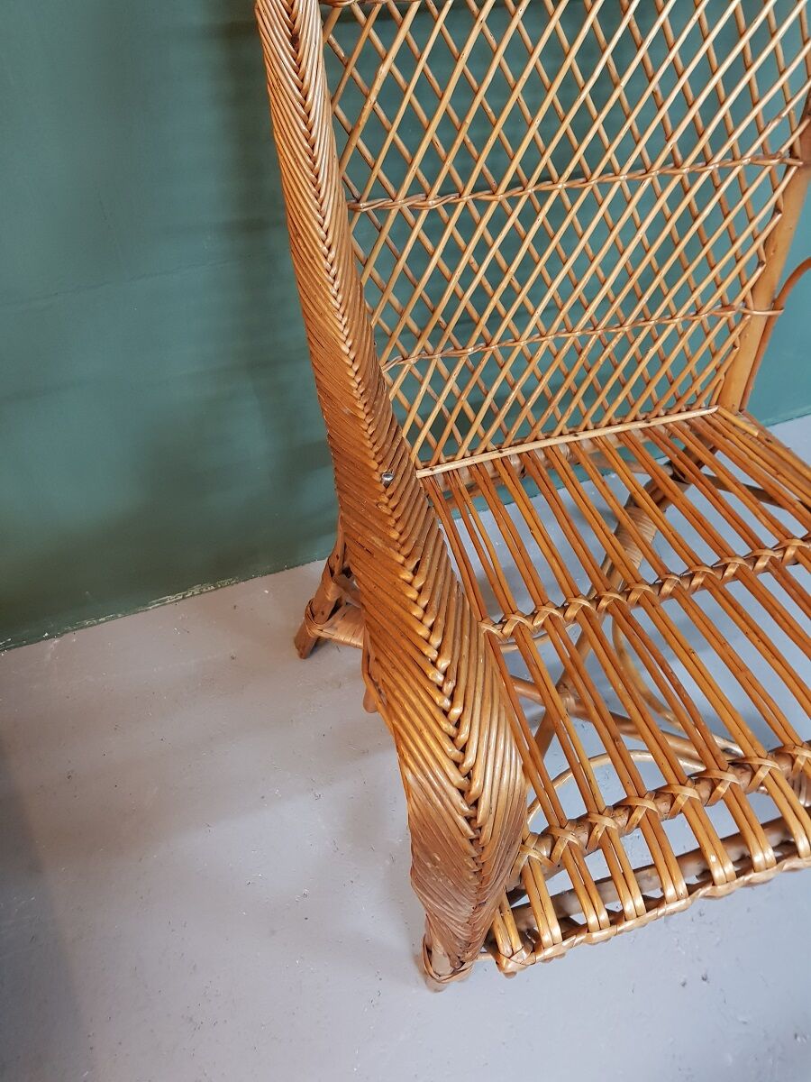 Old  Dutch Braided Wicker/Rattan Armchair.