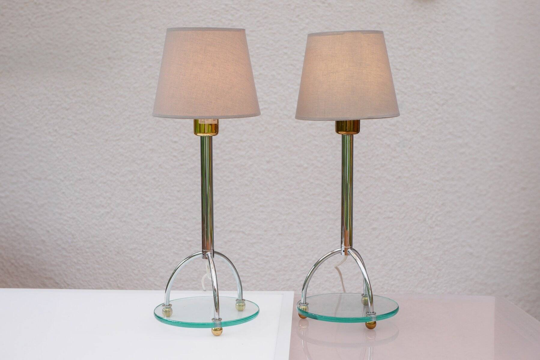 Lampes de table Skymning Art Déco scandinave minimalistes en chrome et verre par Ehlén Johansson, ensemble de 2