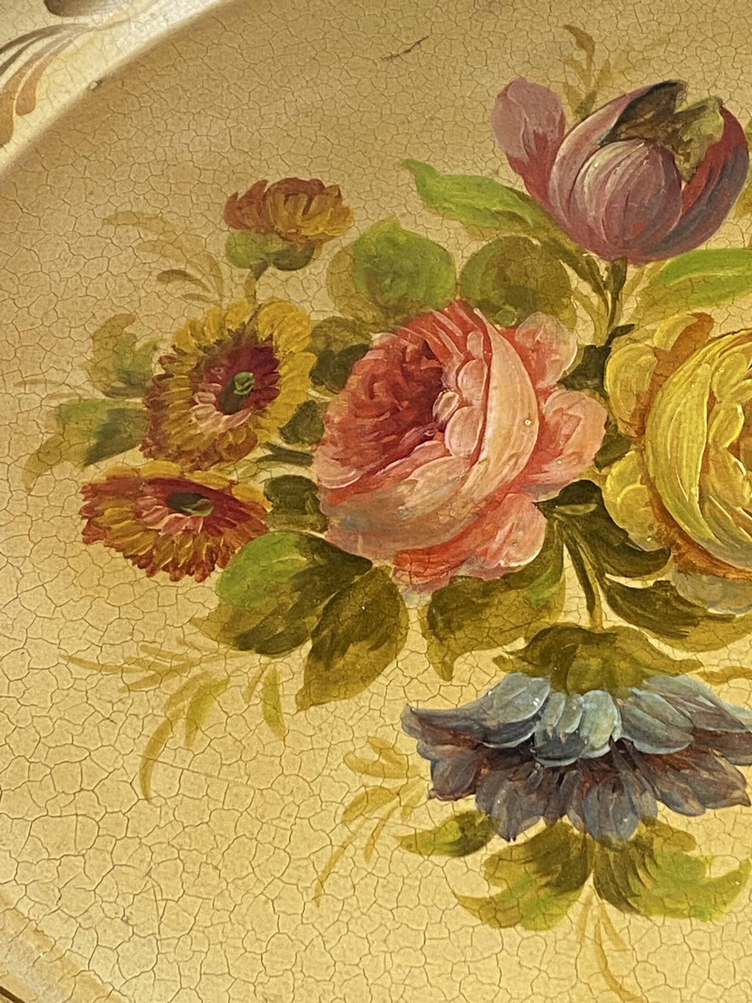 Round painted tin tray, Napoleon III