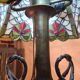 Caryatid lamp in bronze from 1900, Art Nouveau style, with a beautiful glass shade.