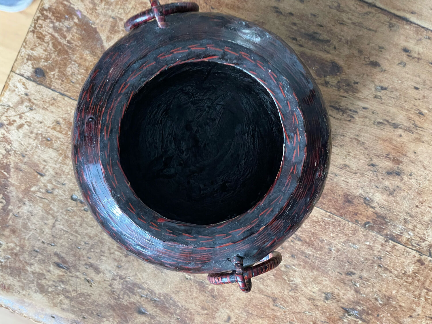 Vintage Japanese woven bamboo vase