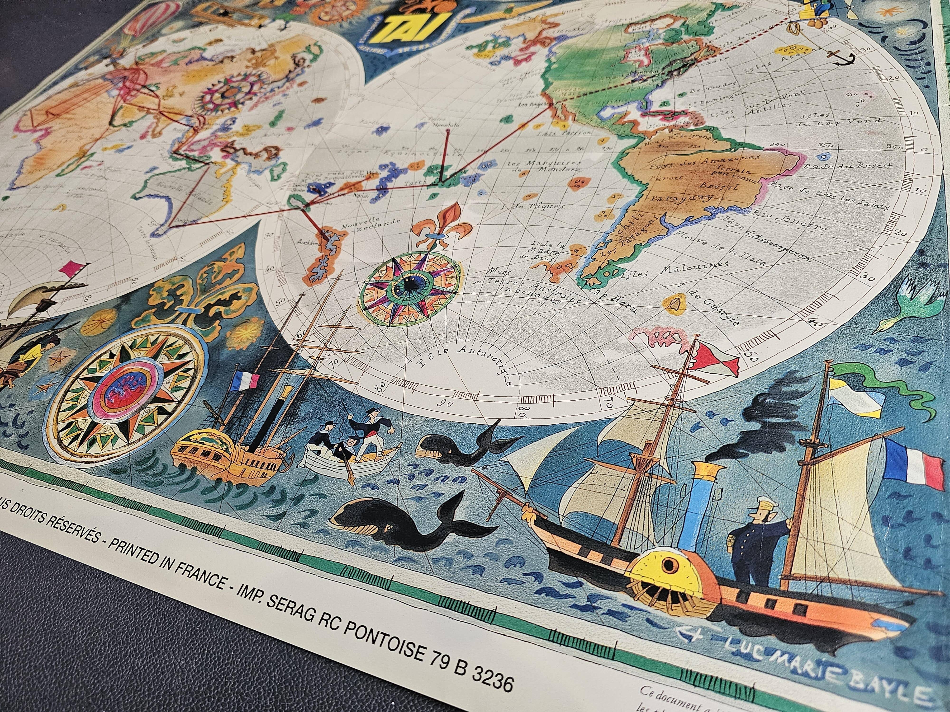 Air france poster - tai - planisphere map