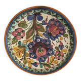 Spanish earthenware plate, hand-painted floral decoration.