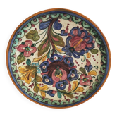 Spanish earthenware plate, hand-painted floral decoration.