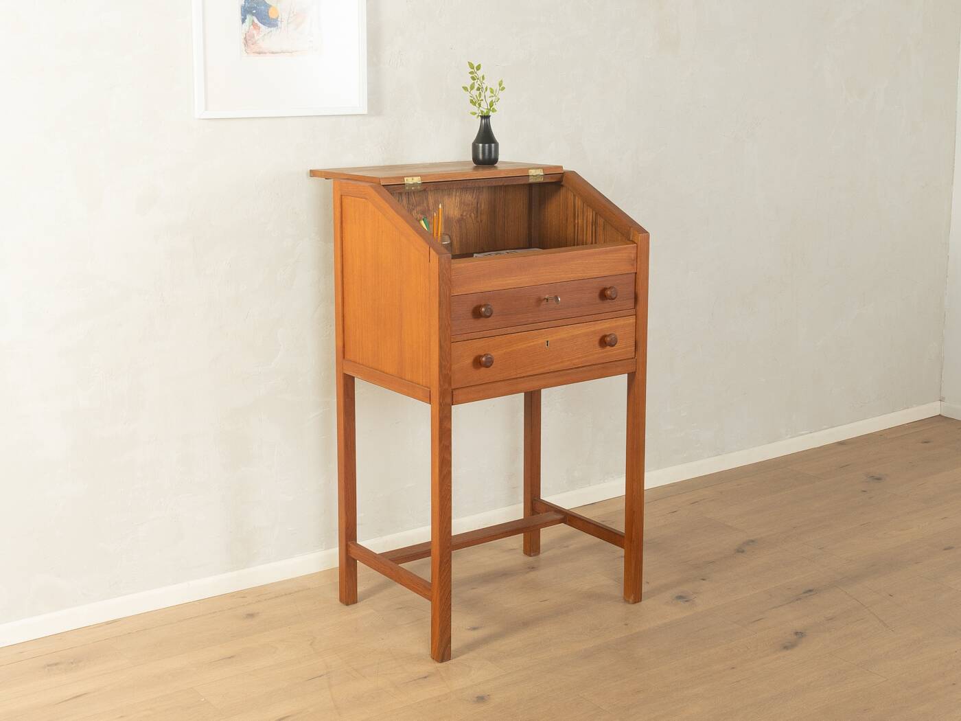 Classic standing desk from the 1960s, teak veneer, Denmark