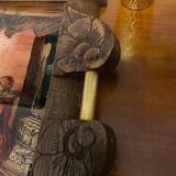 Ancien plateau art deco en bois signe dope