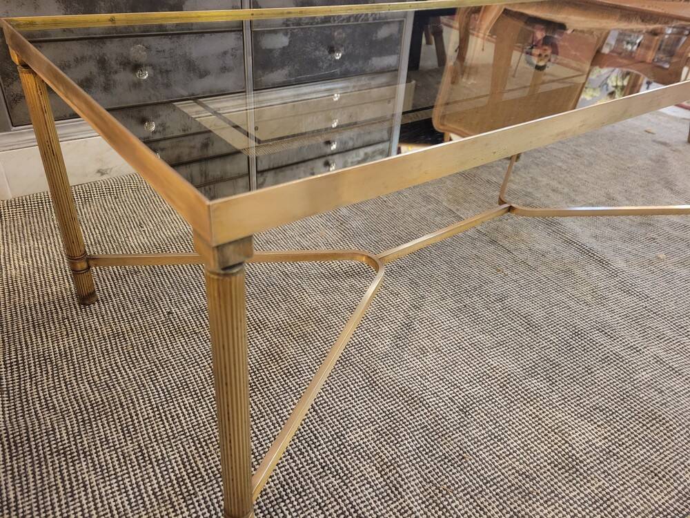 Brass and smoked glass coffee table