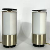 Mid-century modern pair of rare labeled Lumi Milano table lamps