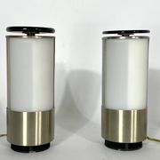 Mid-century modern pair of rare labeled Lumi Milano table lamps