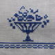 Old linen yarn case embroidered in blue with fruit baskets-6 Tray fund