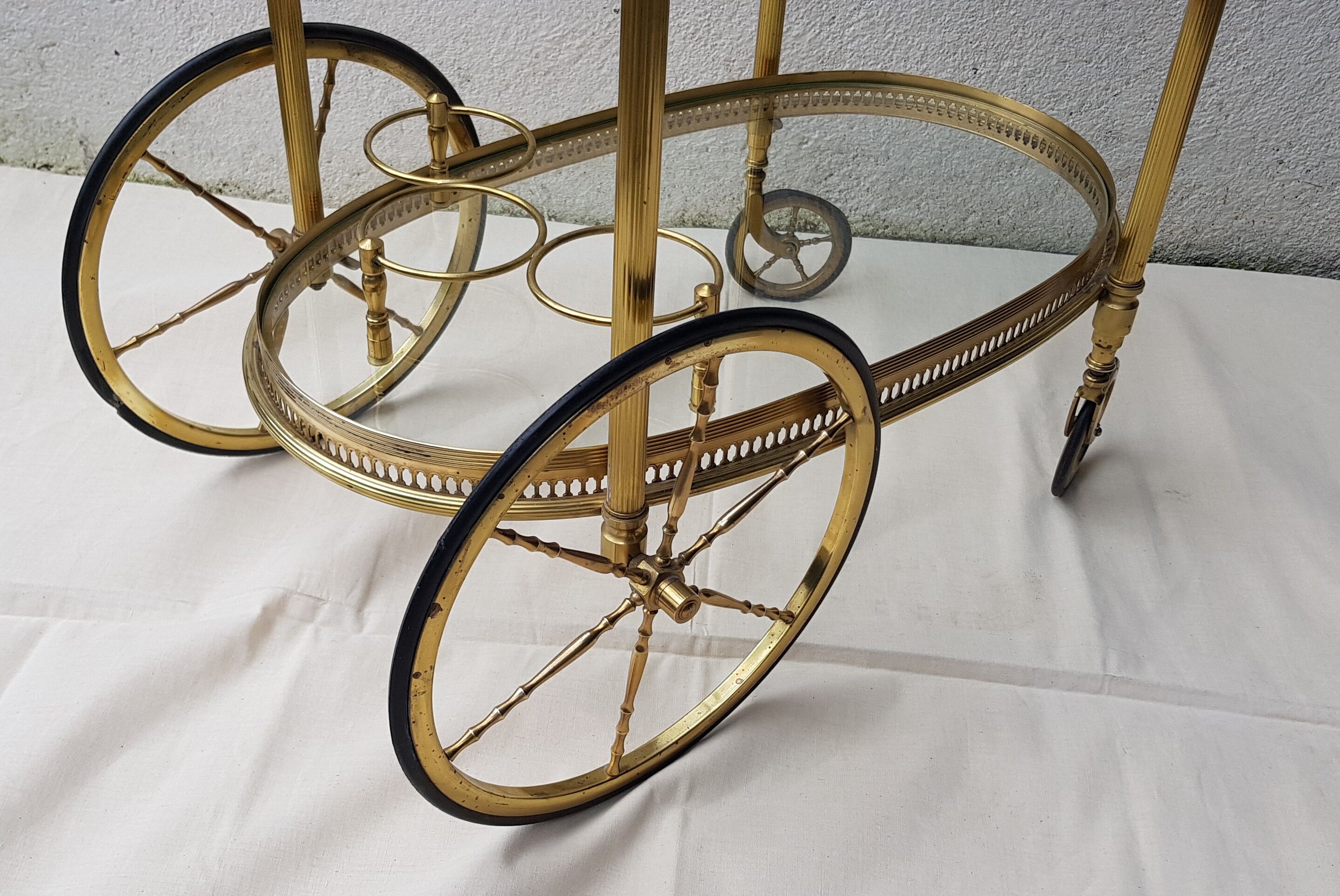 Oval brass serving table