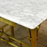 Small brass table with marble top, circa 1910
