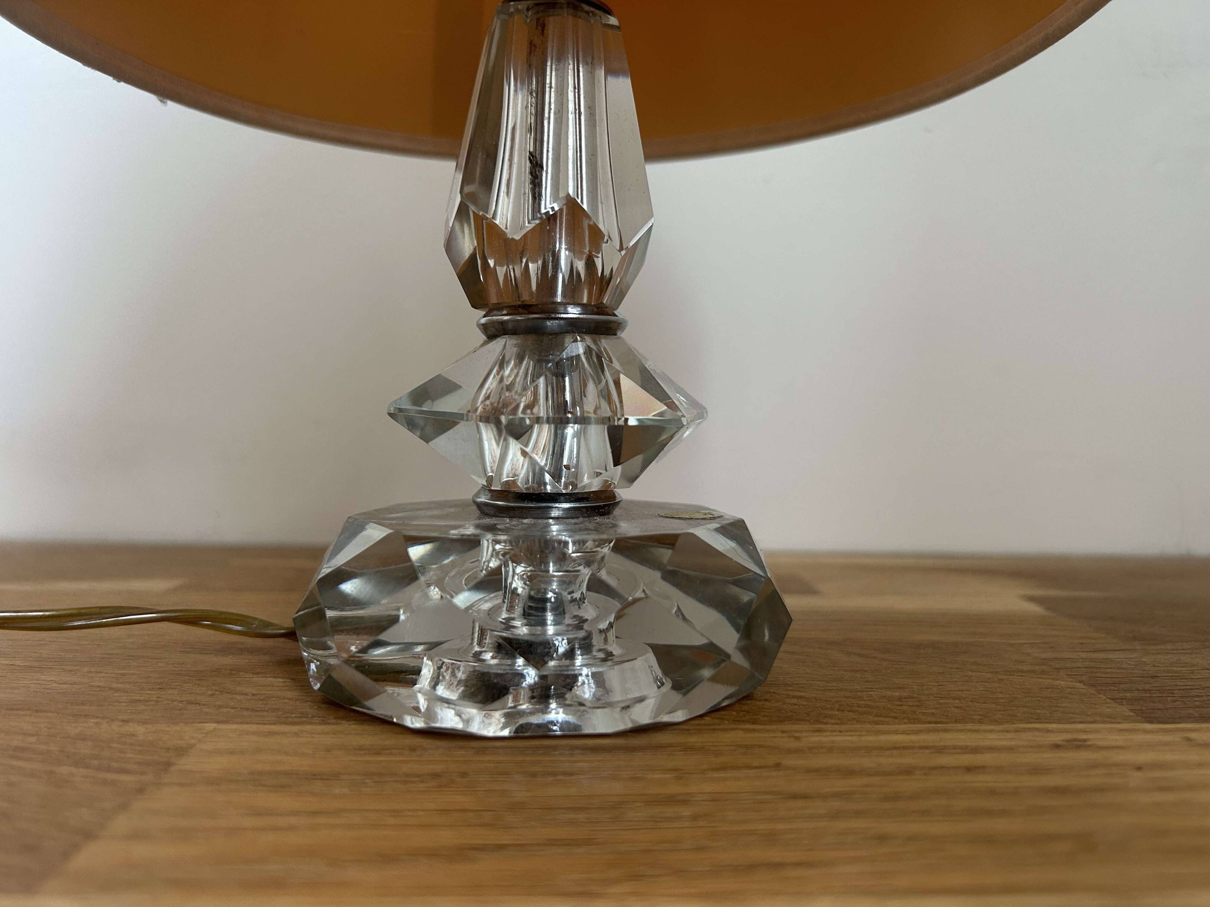 Vintage crystal and chrome lamp, France 1940