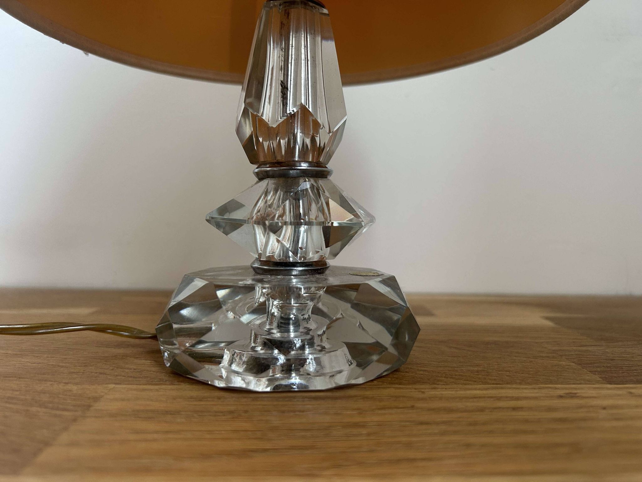 Vintage crystal and chrome lamp, France 1940