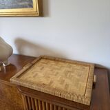 Hollywood regency bamboo and wicker tray, Italy 1970s