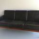 Canapé cuir 3 places scandinave en palissandre années 60