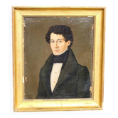 Portrait ancien, homme, huile sur toile, signé et encadré