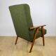 Fauteuil design vintage loft vert olive bouclé haut