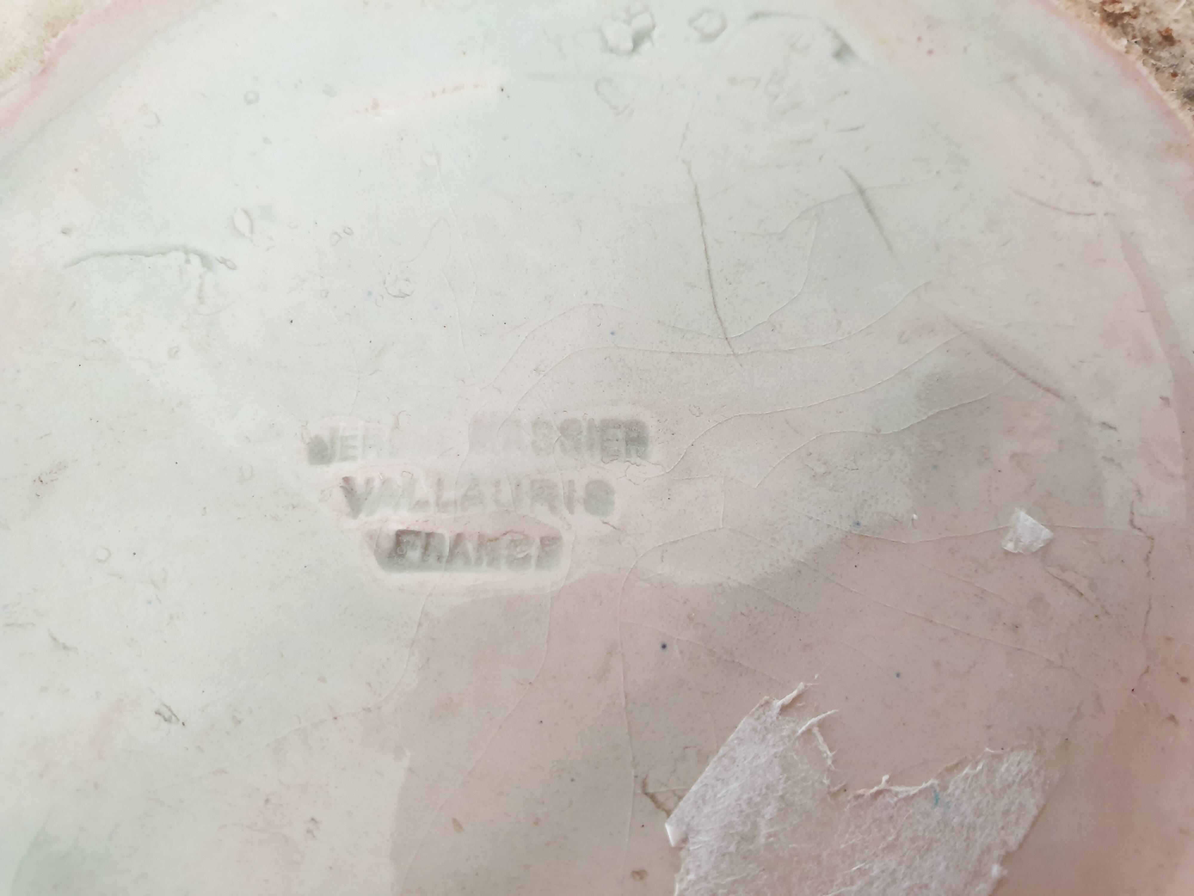 Large ceramic flowerpot with painted flower decoration Signed Massier Vallauris