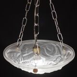 Art Deco Top Quality Pendant Light Floral decorations, Signed Degué
