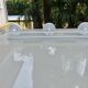 White lacquered metal wall coat rack, 3 hooks, 80s