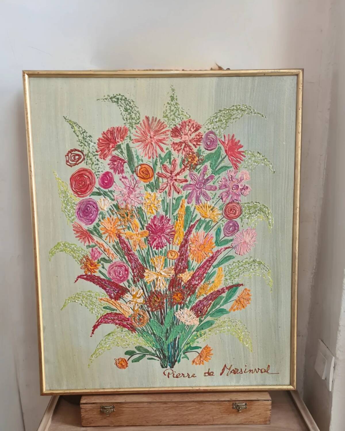 Oil on burlap and frame