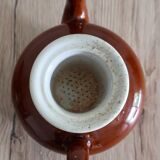 Vintage French brown teapot with ceramic infuser