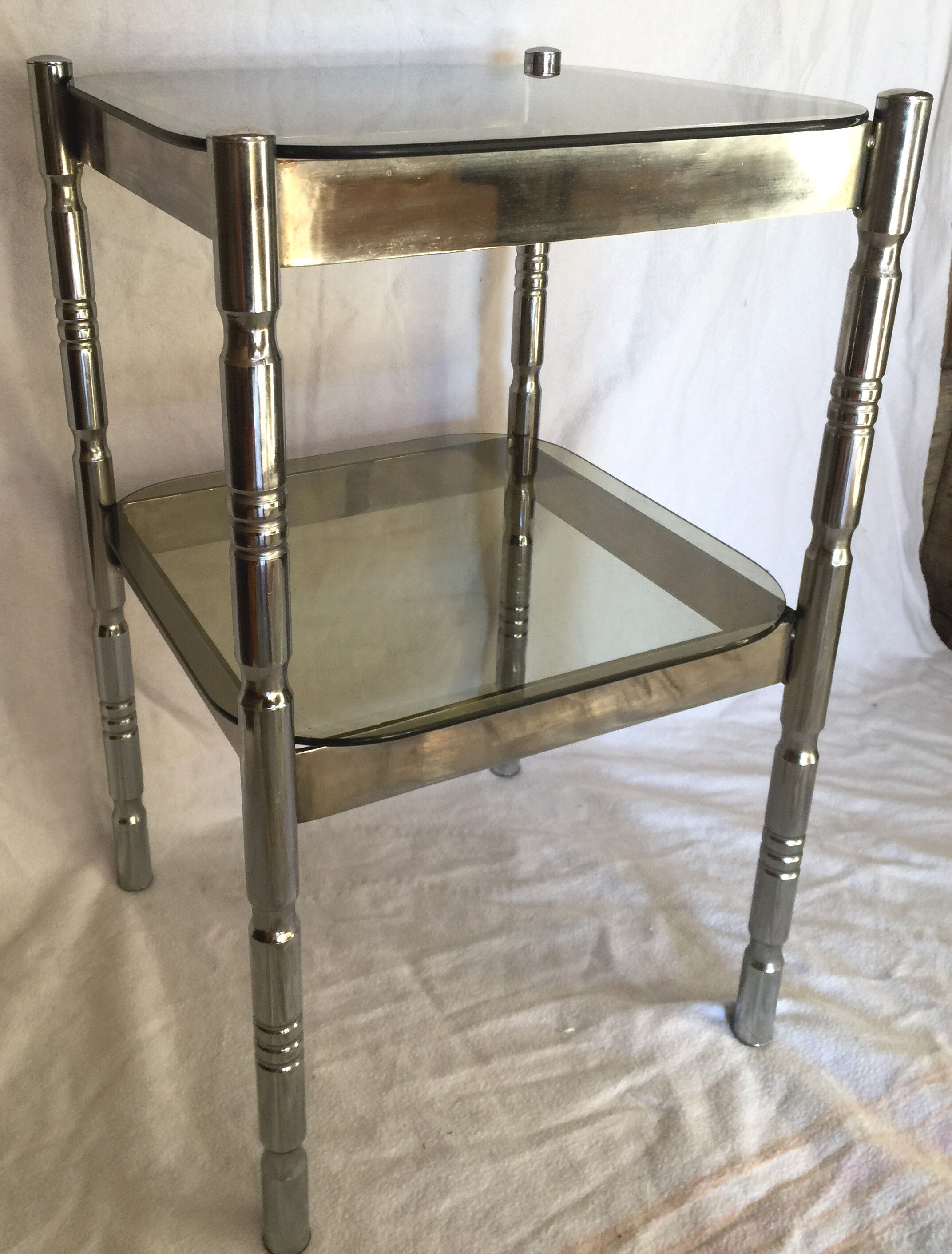 Harness square chrome and smoked glass vintage