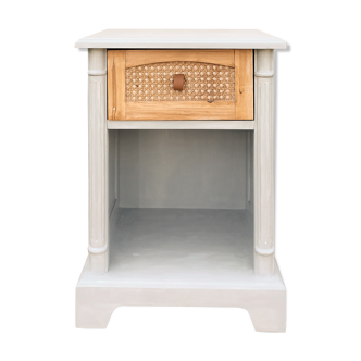 Painted wood and caning bedside