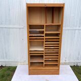 Double column curtained filing cabinet in oak, 1960