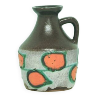 Vintage blue, green & orange strehla can vase